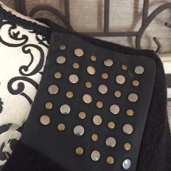 Studded & Leather Shoulder Flared Sweater Dress - Picture 4 of 5